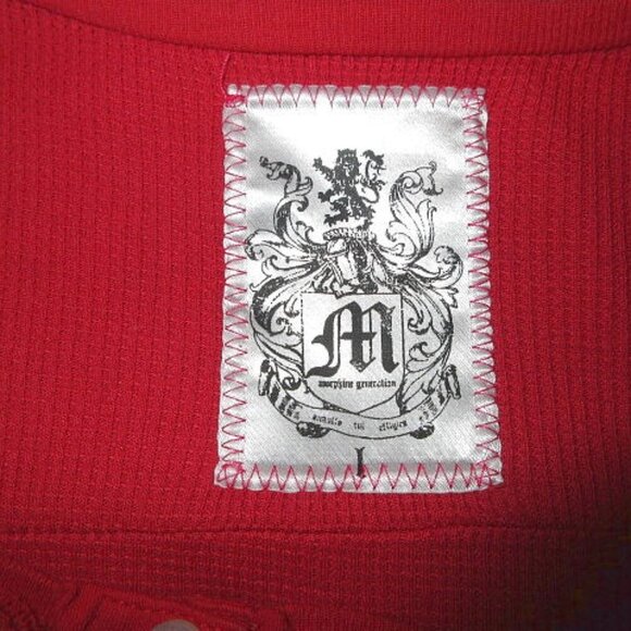 Vtg Morphine Generation Top M Waffle Knit New Romantic Horse Cross Grunge 1979 - Picture 3 of 8
